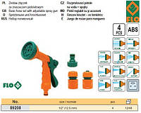 Набір пістолет поливальний зрощувач 10 реж з'єднання єднання 3/4"-1/2" 4 шт FLO-89208
