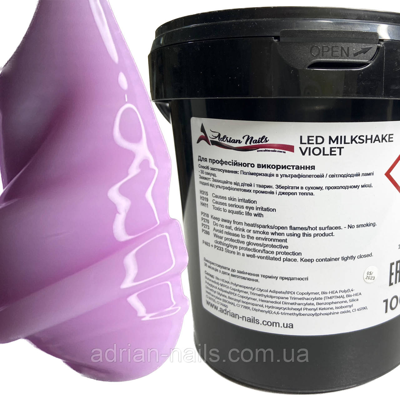 Молочно бузковий гель для нарощеня - LED MilkShake Violet - 1кг, фото 1