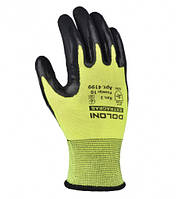 4199 Трикотажные рукавицы EXTRAGRAB желто-зеленые с латексным покрытием, неполное обливание, 10 р.