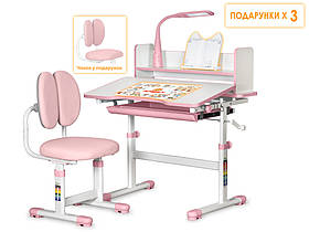 Для девочки розовый Комплект мебели ErgoKids (стол+стул+полка+лампа) BD-24 Pink