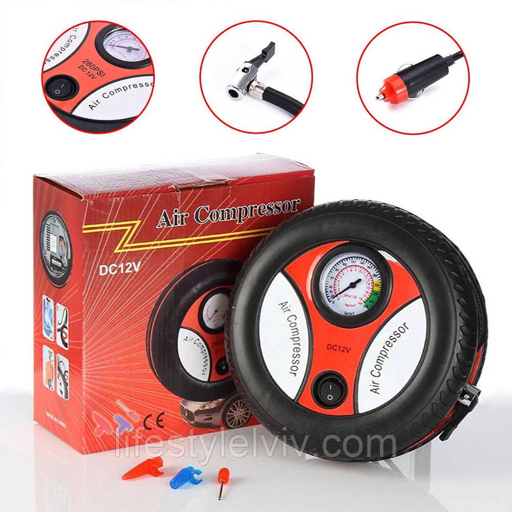 Автомобільний компресор 12V, Air Compressor H0248 260PSI / Автокомпресор для швидкого підкачування коліс