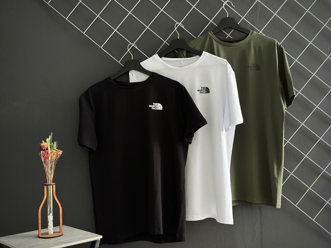 Чоловіча футболка The North Face 3 шт. чорна хакі біла бавовняна літня Теніска Зе Норт Фейс на літо