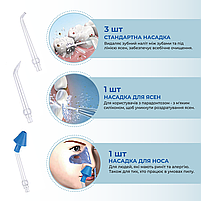 Іригатор для порожнини рота Power Floss PR40V портативний з насадками Блакитний, фото 4