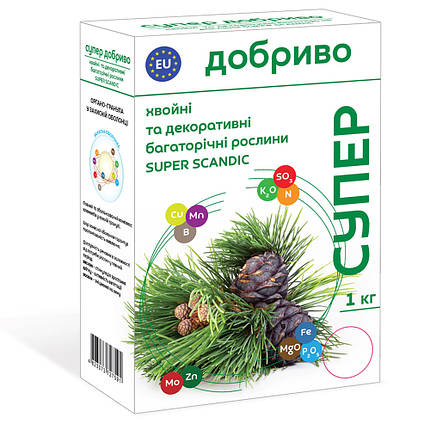 Супер добриво для хвойних та декоративних багаторічних рослин SUPER SCANDIC 1 кг (Польща), фото 1