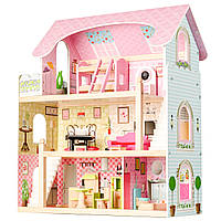 Деревянный кукольный домик - Ecotoys Fairytale Residence + 4 куклы, Деревянная мебель для кукол