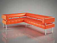 Комплект диванов офисных Тонус с подлокотниками кожзам Флай 2240 желтый 2200х1600х600х700 мм (Sentenzo TM) Флай 2218 оранжевый