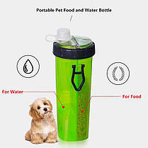 Пляшка подвійна для води зі складаною мискою PET DRINK BOTTLE | Похідна пляшка для собак | Миска для прогулянок, фото 3