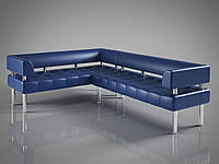 Комплект диванов офисных Тонус с подлокотниками кожзам Флай 2240 желтый 2200х1600х600х700 мм (Sentenzo TM) Родео-12 синий