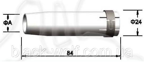 Газове Сопло BW 145.0045, циліндричне 18/24/84 мм для зварювального пальника з повітряним охолодженням BW 36KD