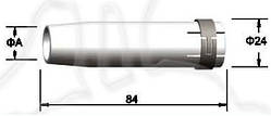 Газове Сопло BW 145.0045, циліндричне 18/24/84 мм для зварювального пальника з повітряним охолодженням BW 36KD