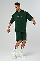 Мужской летний комплект двойка футболка и шорты на парня модный спортивный костюм лето оверсайз