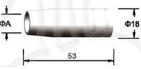 Сопло газовое BW 145.0041, цилиндрическое 18/24/53 мм для сварочной горелки с воздушным охлаждением BW 15AK