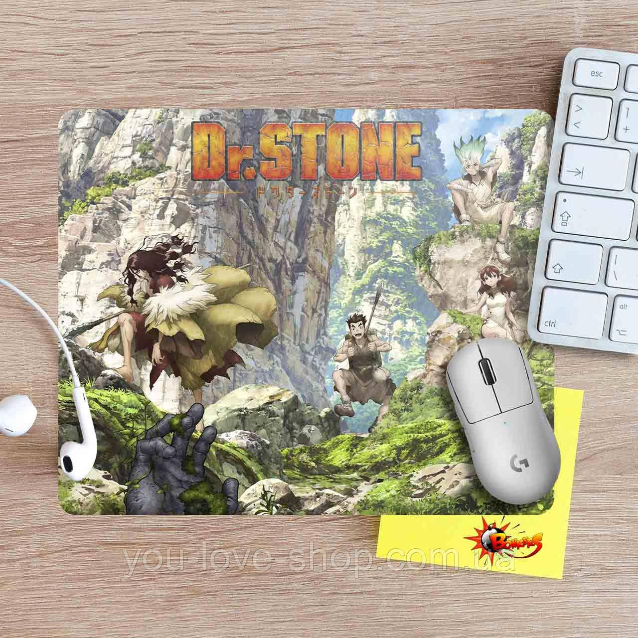 Килимок для мишки Dr. Stone "Цукаса, Тайдзю, Юдзуріха та Сенку" / Доктор Стоун