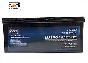 Акумулятор Codi Energy LiFePO4 25.6В 120Ач (3072 Втч) літій залізо фосфатна акумуляторна батарея