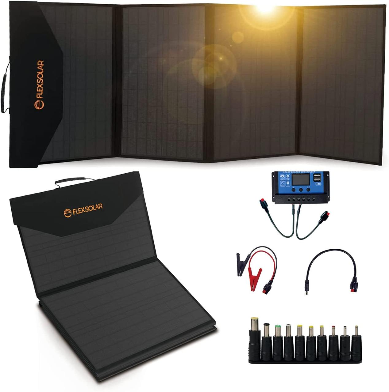 Портативна сонячна панель FLEXSOLAR 120W USB, Type-C, DC18V для ноутбуків, зарядних станцій Jackery