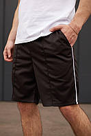 Мужские шорты черные с белой полосой базовые на лето | Бриджи спортивные короткие повседневные