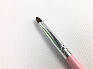 Пензель для гелю No6 овальний ворс рожева ручка пензлик кісточка для манікюру для нігтів для полігеля, фото 2