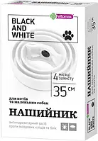 Протипаразитарний нашийник проти від бліх і кліщів для котів та собак дрібних порід Vitomax Black&White 35 см