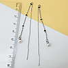 Сережки "Протяжки" з перлами, медсталь Xuping, stainless steel, родій, фото 3