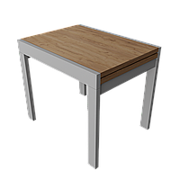 Раздвижной обеденный стол-слайдер на серых деревянных ножках КОРС Неман 89-178 см