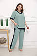 Стильний жіночий костюм Сольєр фісташка з синьою обробкою (46-64), фото 5