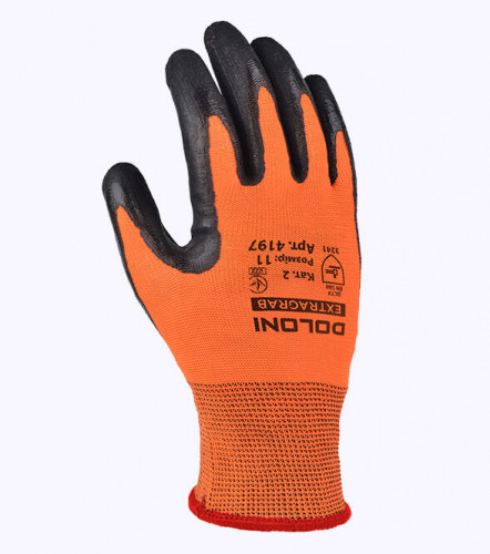 4197 Перчатки трикотажные EXTRAGRAB оранжевые с латексным покрытием, неполный облив, размер 11 - фото 1 - id-p1871874761