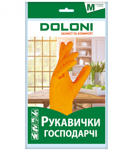4545 Рукавички універсальні господарські DOLONI, латексні, розмір М рукавички долоні