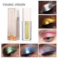 Тіні кольорові для повік Young Vision Liquid Eyeshadow, рідкісні блискучі тіні, 12 кольорів