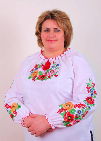 Вишиванка сорочка жіноча з довгим рукавами принтована квітами у великих розмірах 58,60, фото 2