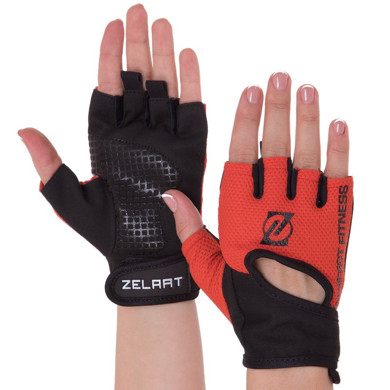 Рукавиці для фітнесу рукавички спортивні Zelart Perfect Fitness 3886 розмір XS Black-Bright Orange