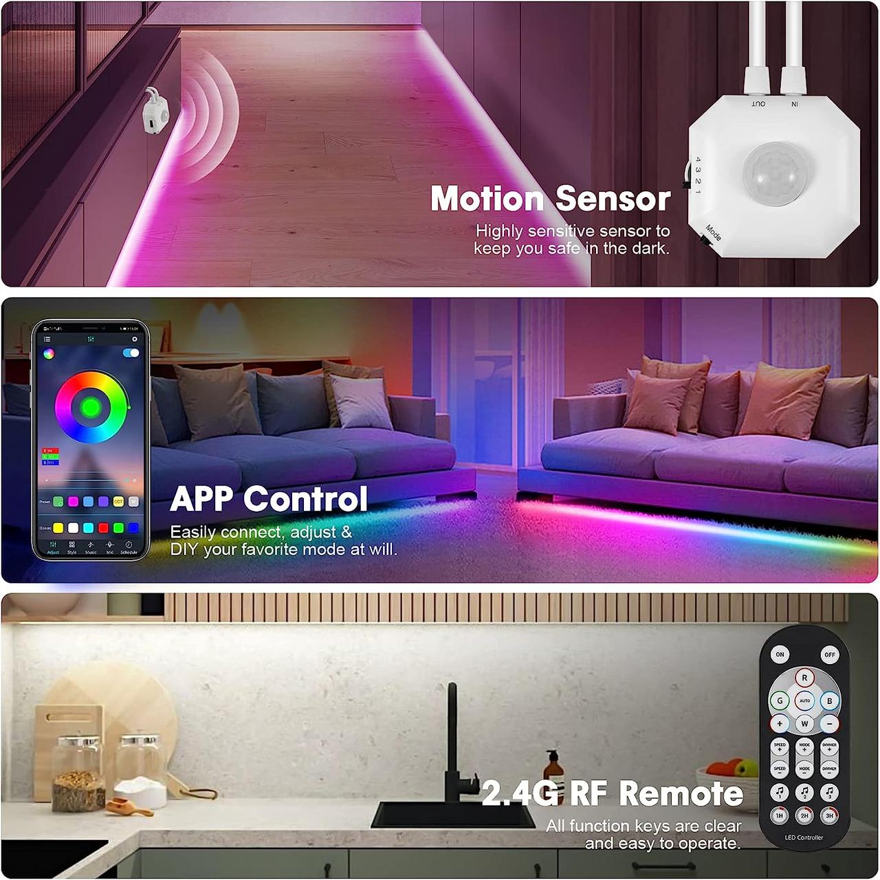 Светодиодная лента 3м RGB с датчиком движения пультом и приложением для  телефона (ID#1872121515), цена: 600 ?, купить на Prom.ua