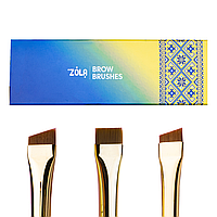 ZOLA Brow Brushes Ukraine - набор кистей для окрашивания бровей профессиональный, 3 шт