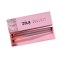 ZOLA Magic Brow Brushes - набор кистей светло-розовый для окрашивания бровей профессиональный, 3 шт