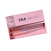 ZOLA Magic Brow Brushes — набір пензлів світло-рожевий для фарбування брів професійний, 3 шт.