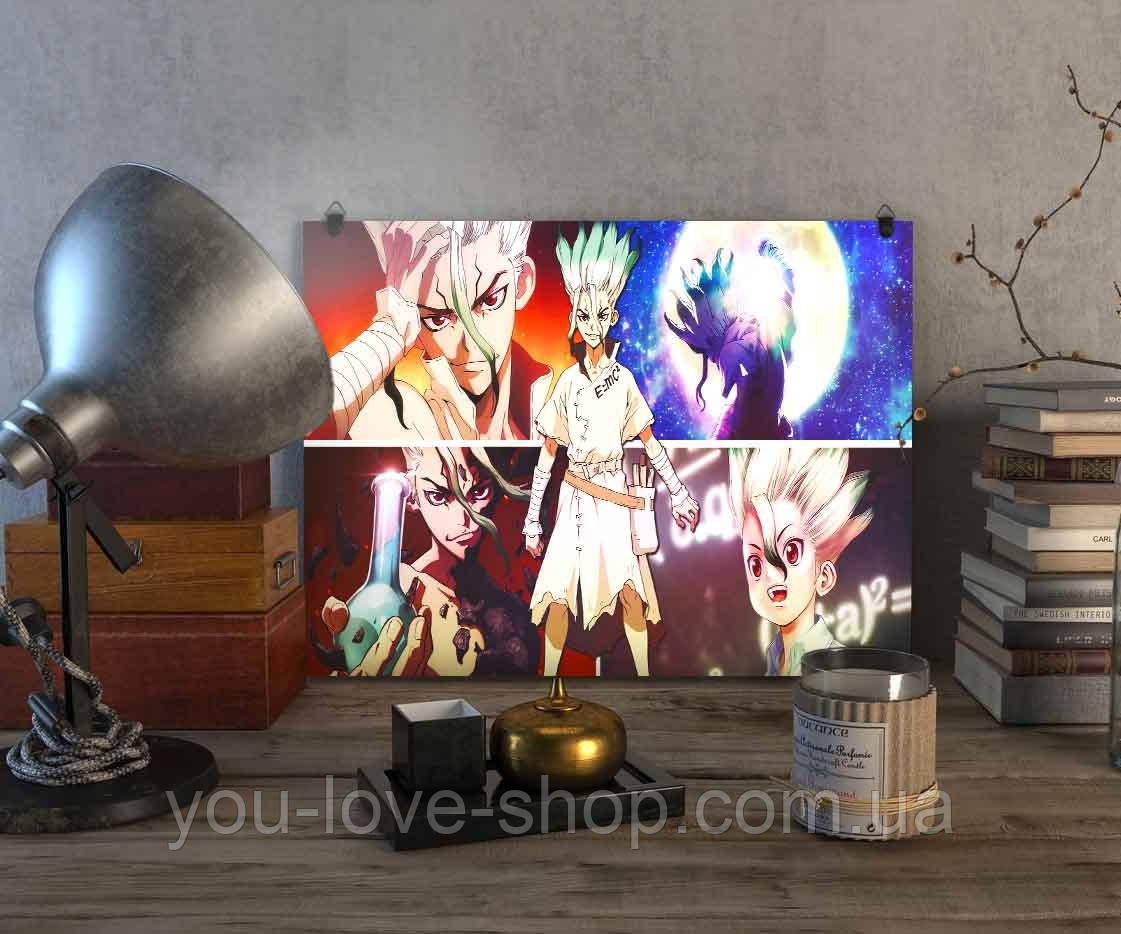 Металевий плакат Dr. Stone "Сенку - фрагменти" / Доктор Стоун