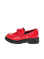Женские туфли лоферы из экокожи на каблуке Aodema красные 38 37 36
