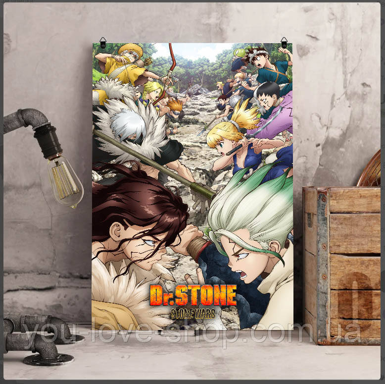 Металевий плакат Dr. Stone "Кам'яні війни" / Доктор Стоун, фото 1