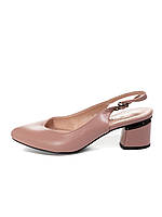 Жіночі літні туфлі з екошкіри на середньому підборі Niu Niu рожеві 40 38 37 36