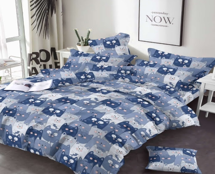 Полуторний розмір постільна білизна бязь «Кошача радість», фото 1