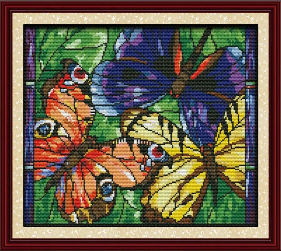 Набір для вишивання за нанесеною на канву схемою "Birds and apples". AIDA 14CT printed 47*37 см