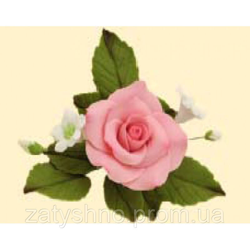 Цукрова прикраса для торта букет троянди рожеві весільні