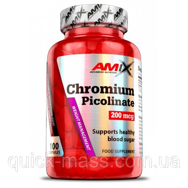 Хром для зменшення апетиту Amix Chromium Picolinate 200mcg - 100 капс, фото 1