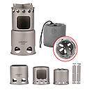 Титанова піч щепочниця туристична Tomshoo та титановий казанок titanium 750 мл зі складними ручками для походу туризму, фото 4