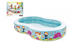 Надувний басейн Intex 262х160х46 см для дітей і всієї родини 56490 "Райська лагуна" овальний, 640 л