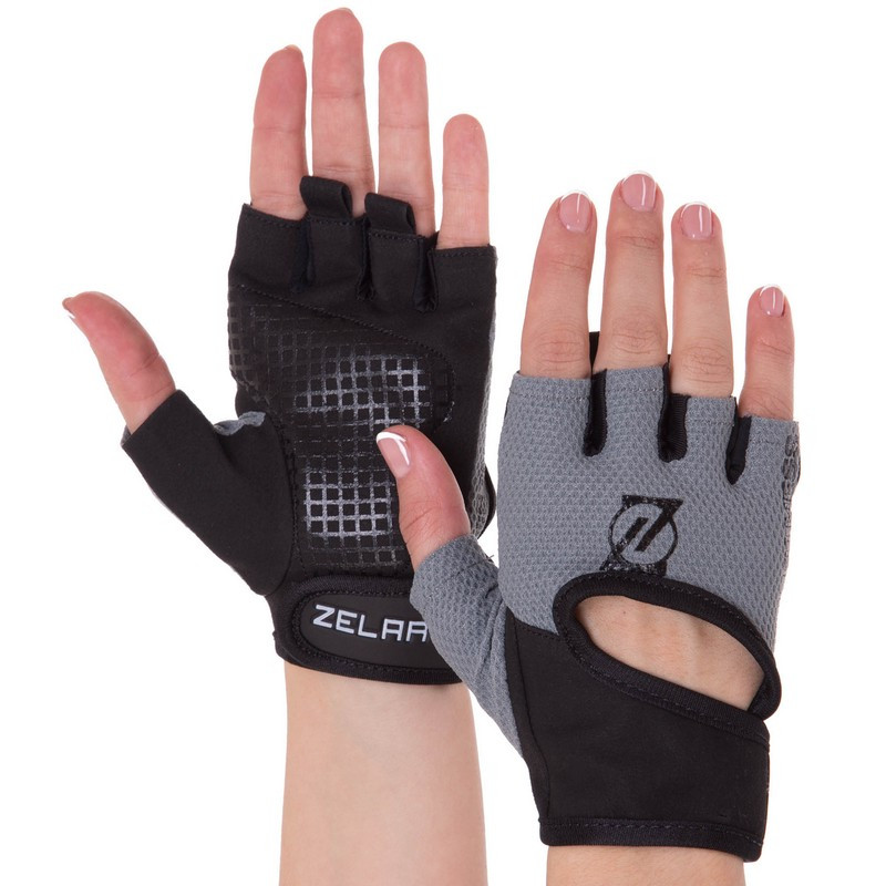 Рукавиці для фітнесу рукавички спортивні Zelart Perfect Fitness 3886 розмір S Black-Grey