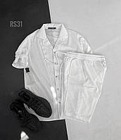 Мужской базовый костюм: рубашка+шорты (белый) RS31 качественная повседневная одежда для парней cross
