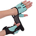 Рукавиці для фітнесу рукавички спортивні Zelart Perfect Fitness 3886 розмір S Black-Mint, фото 3