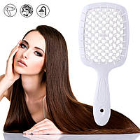 Продувная расческа для волос Janeke Superbrush Белая, массажная щетка для волос (гребінець для волосся) (TO)
