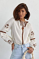 Женская блузка вышиванка с цветным узором и длинными рукавами (р. 42, 44) 82BL1026