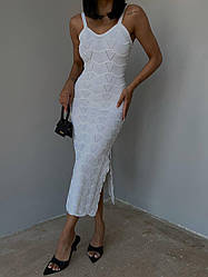 Жіноча сукня літня міді на бретелях із візерунковим в'язанням (р. 42-46) 79PL5298r